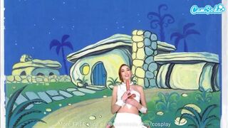 Cuki tini wilma flintstone cosplayben masturbál és szopja a hatalmas fazsat