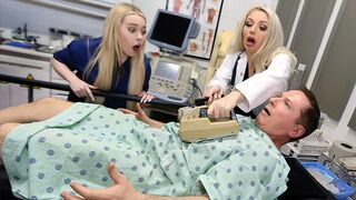 Szexi doktornő és ápolónő Haley Spades meg Missa Mars szabadon élvezi a csaló beteget - freeuse milf